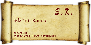 Sári Karsa névjegykártya